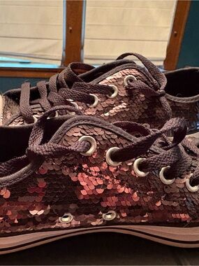 Converse Women's Sequin Low-Top Sneakers in Rose size 8